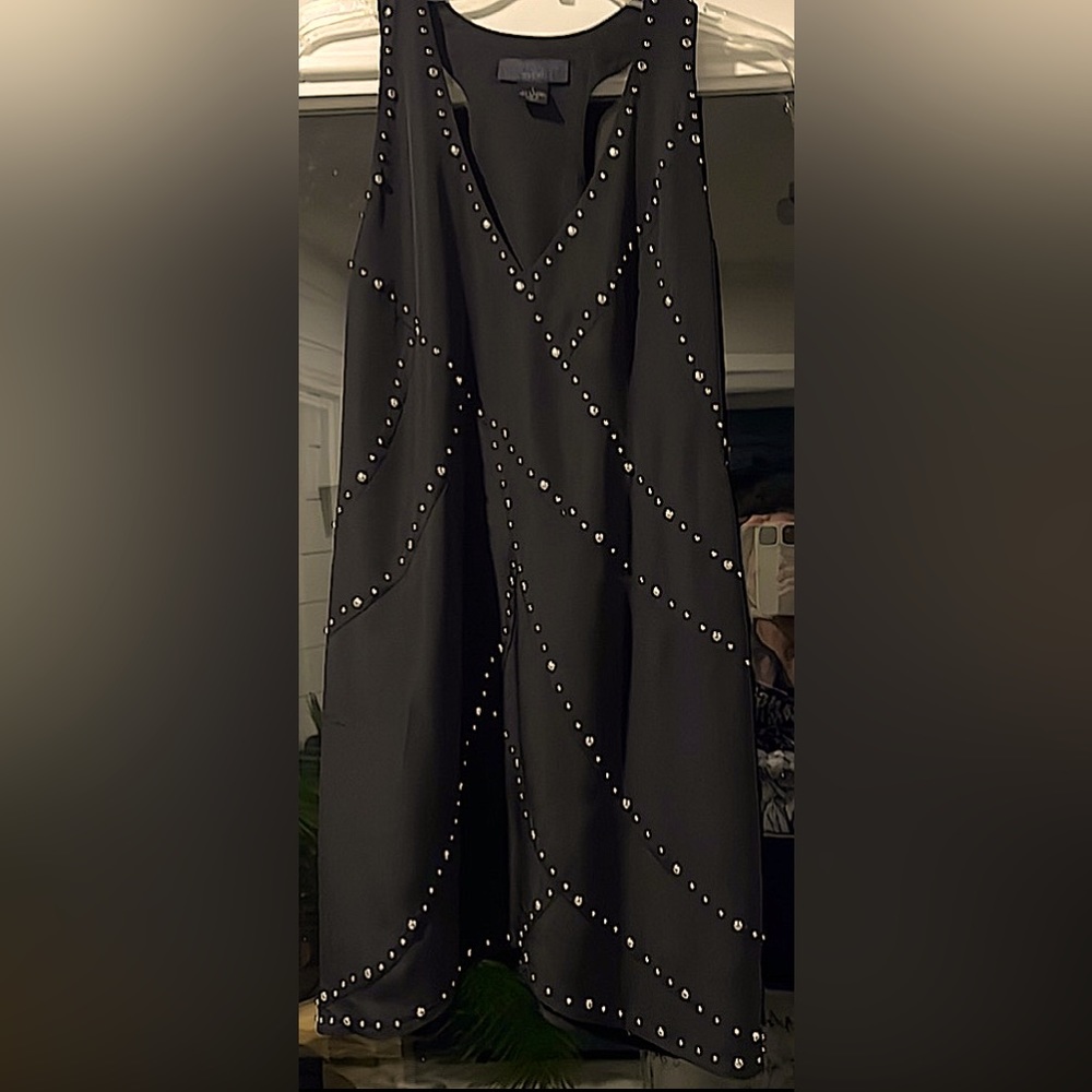 Wyton • Sleeveless Silk Cocktail Dress • Black &  Silver Beaded • S